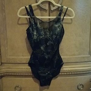 Roxanne collection bathing suit black and gold.